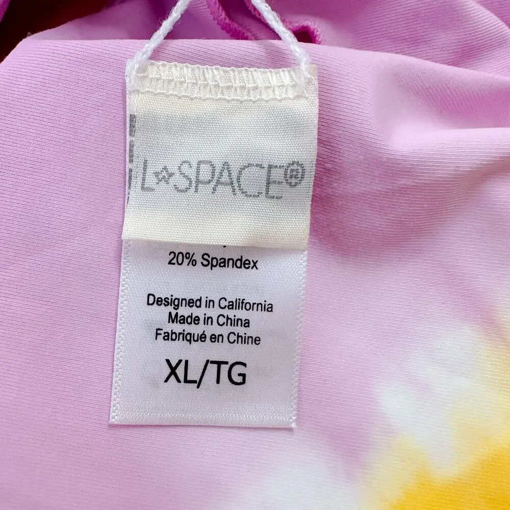 L*Space Lizzie Sunburst Tie Dye Square Scoop Neck Strap Bikini Swim Top XL NWT